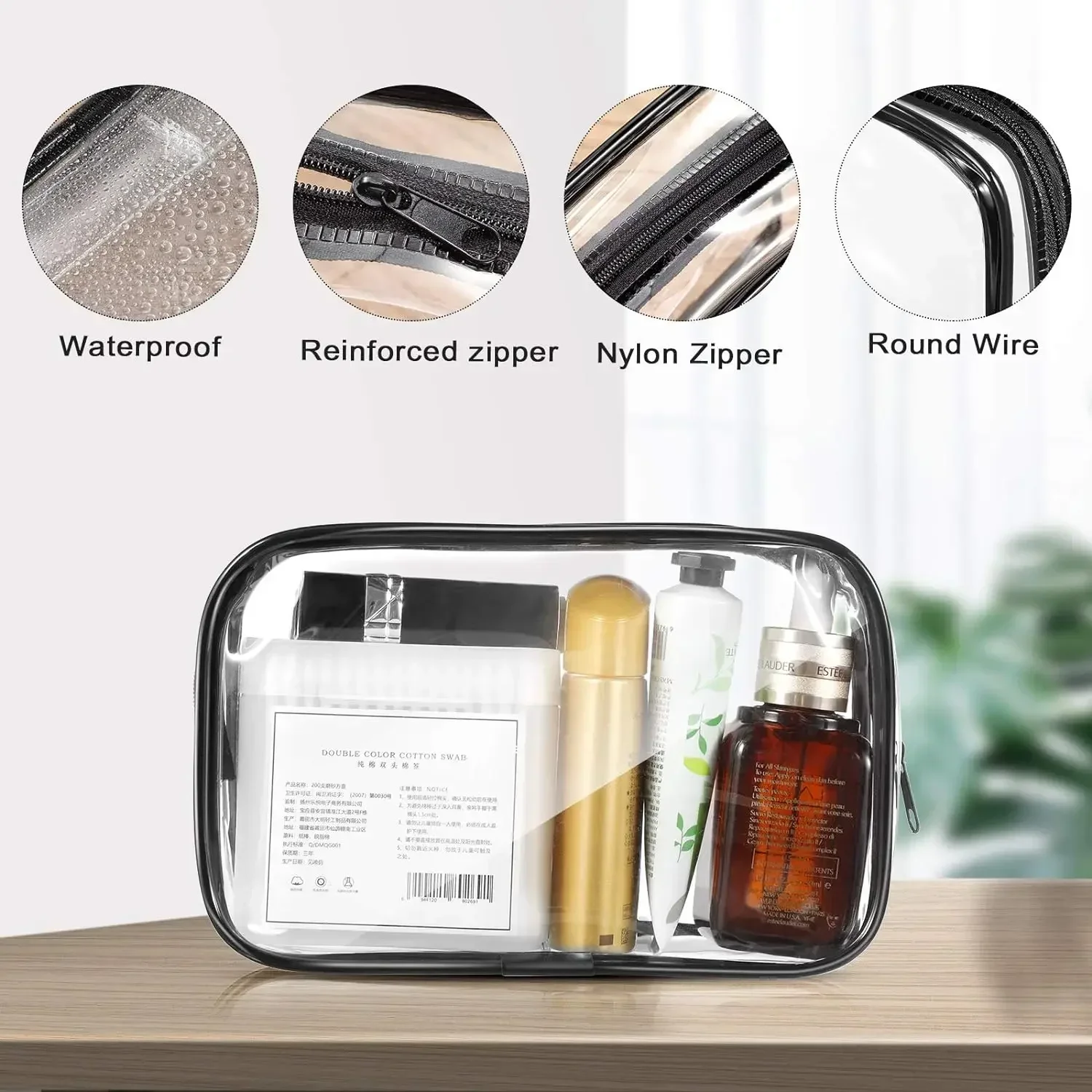 Simple Transparent Cosmetic Bag PVC Waterproof Clear Makeup Storage Case Travel Make Up Organizer Pouch Bath Toiletry Wash Bag