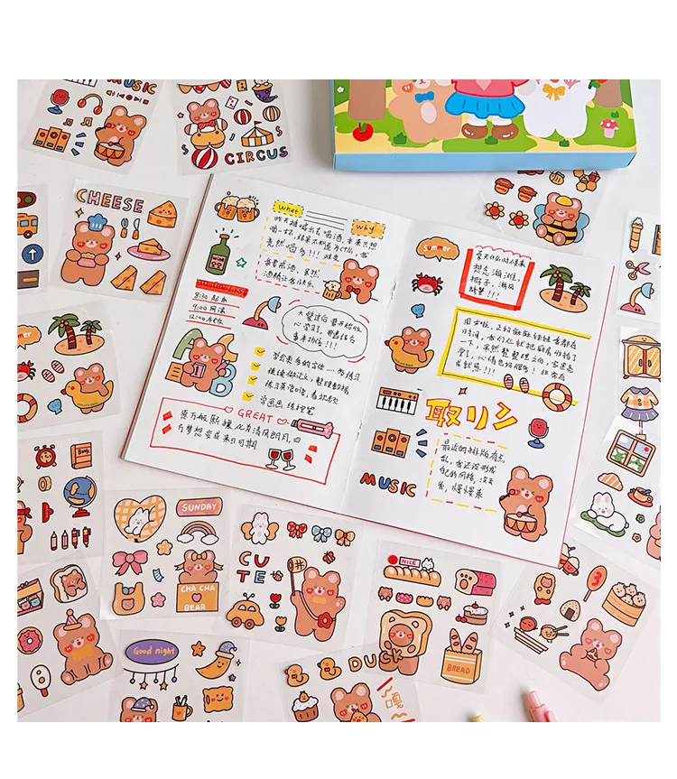 20/100 шт. Милая мультяшная наклейка для руководства Подарочная коробка для девочек и бумажного руководства материал для украшения маленький узор милый