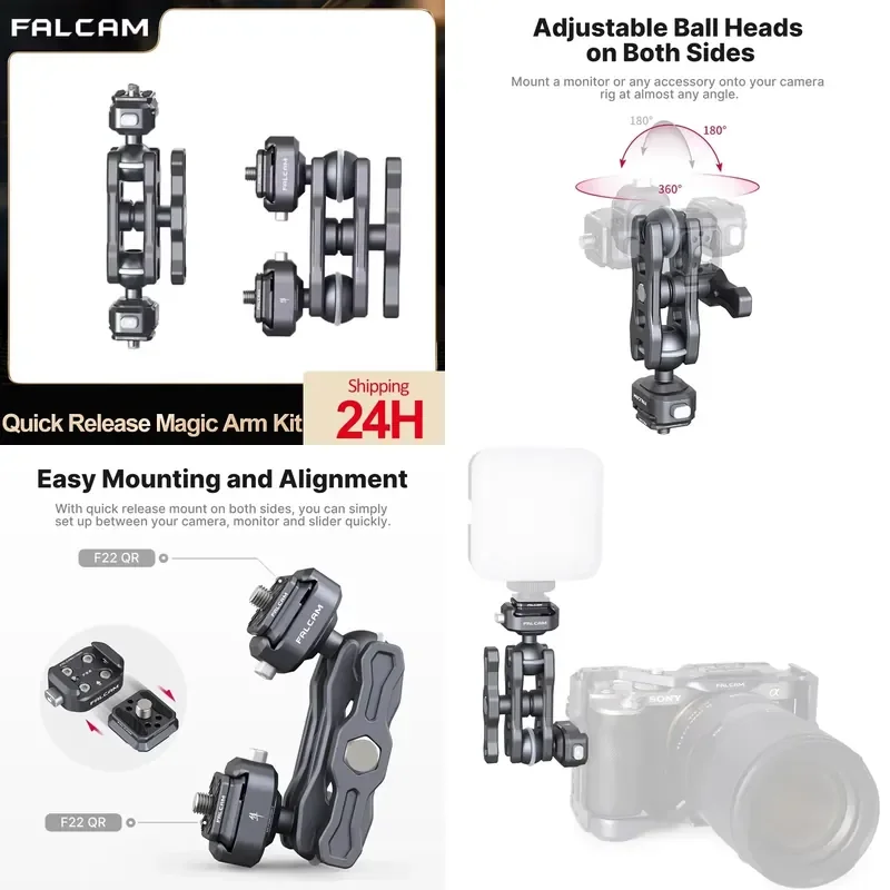 Brand For F22 Dual Head Quick Release Magic Arm 360 Rotation for DSLR Camera Monitor Lights Recorders Microphone Audio