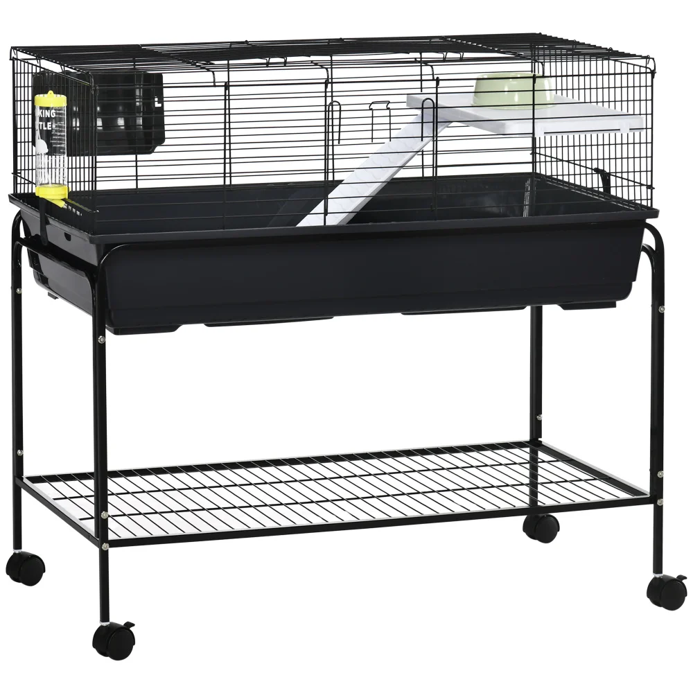 

Two-Story Small Animal Cage Removable from Stand, Guinea Pig Cage, Hedgehog Cage, Chinchilla Cage, Ferret, with Shelf & Wheels