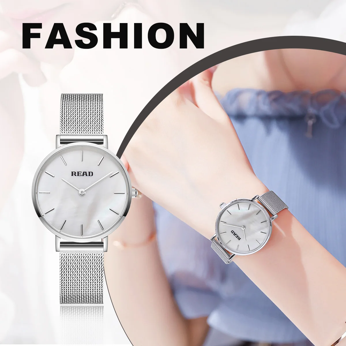 READ Women Quartz Watch | MOP Dial | Stainless Steel Mesh Band | 30M Water Resistant Slim Ladies Casual Wrist Watch