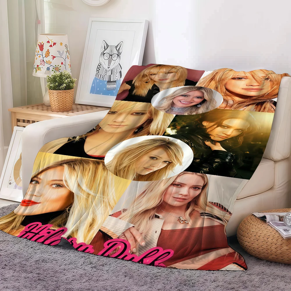 American singer h-Hilary Duff Blanket For Sofa Office Bed Plane Travel Sleep Read Relax Camping Soft And Warm