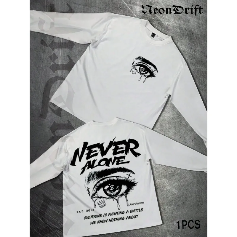 Men's 180g Y2K white T-shirt with black and pink Korean text and 