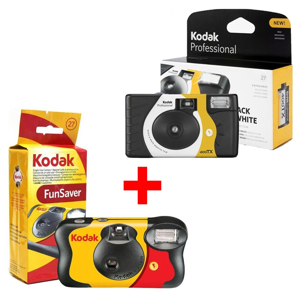 

New 27 Photos Kodak Professional 400TX B&W + Fun Saver Single Use Camera One Time Disposable ilm Camera (Expiry date 2024-10)