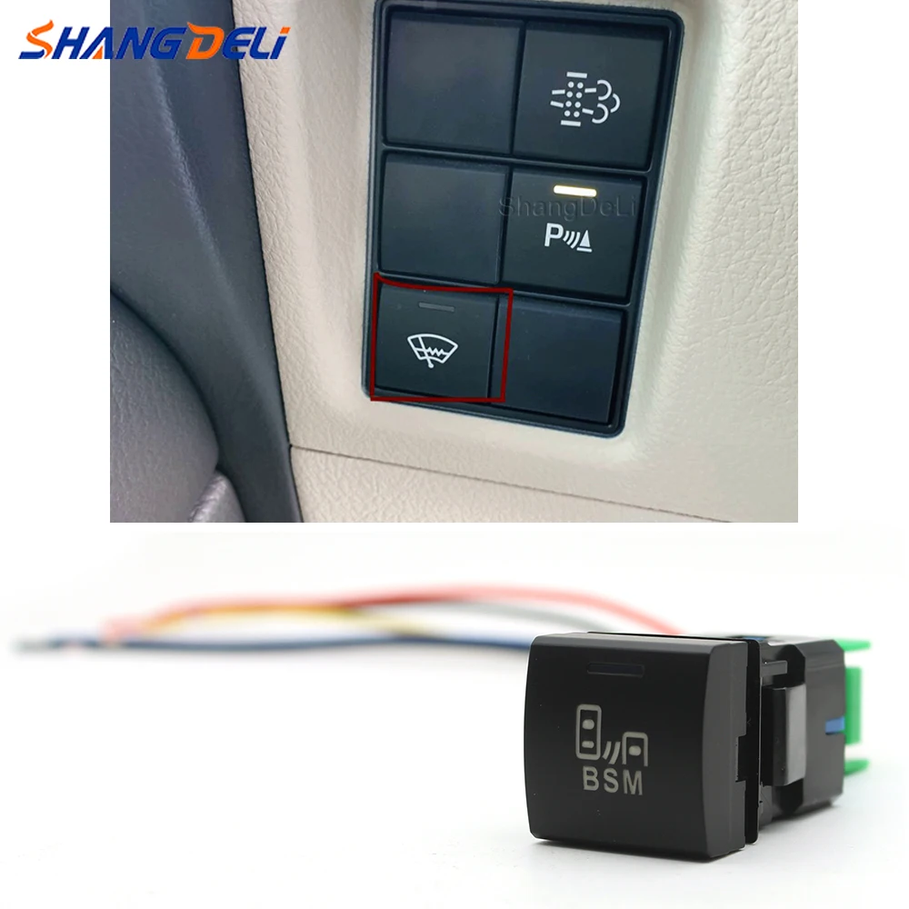 Auto LED Licht Aan Uit BSM Schakelaar Knop Schakelaar Met Draad Voor Toyota Camry Altis Hilux LC300 2018 Rav4 Prado 150 Accessoires