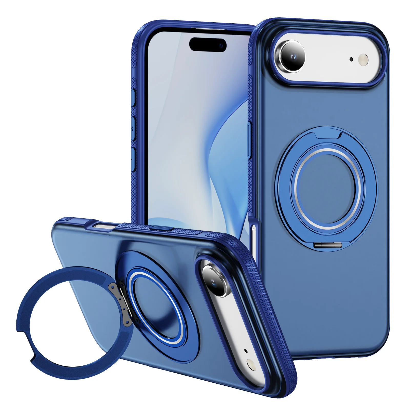 For iPhone 17 Pro Max/Pro/Air/17 Magnetic 360° Rotating Metal Ring Stand Case Ultra Thin Skin Feel Anti-Fingerprint Shockproof