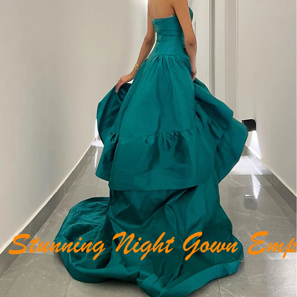 Customized  Classic Strapless Ruffles Pleats Party Gown Temperament A-Line Satin Custom Size Evening Dress vestidos par