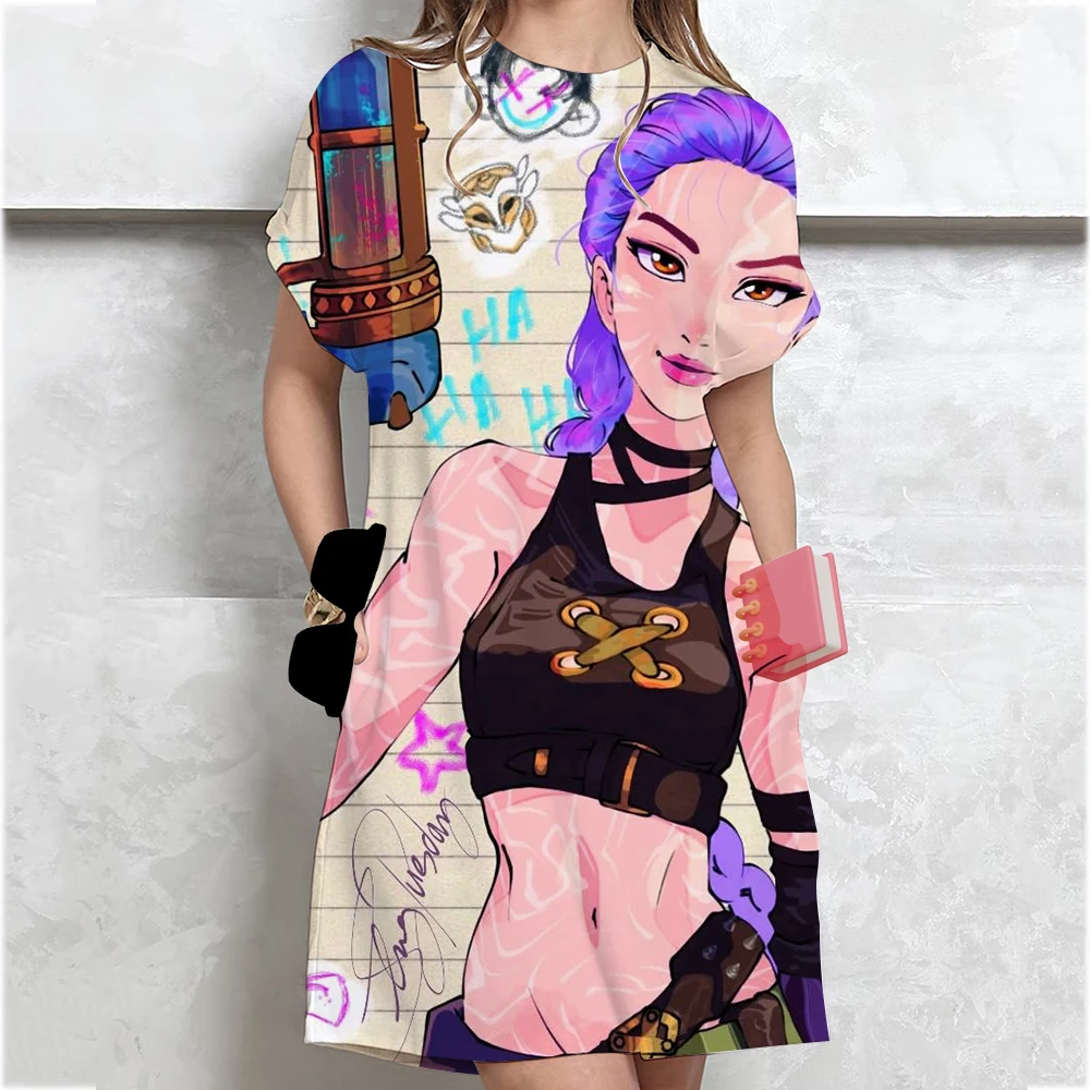 Mode KPop démon Huntersprint T-shirt Style Mini robes été décontracté robe ample robes