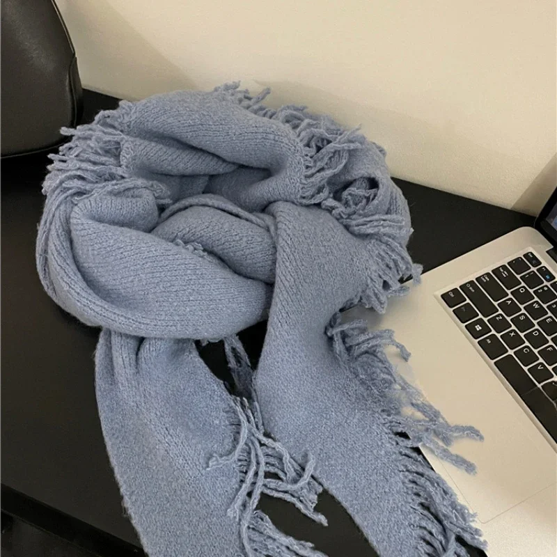 New Fashionable Versatile Wool Blend Shawl Autumn Winter High Quality Knit Soft Warm Scarf Female Thermal Triangle Scarf Ladies