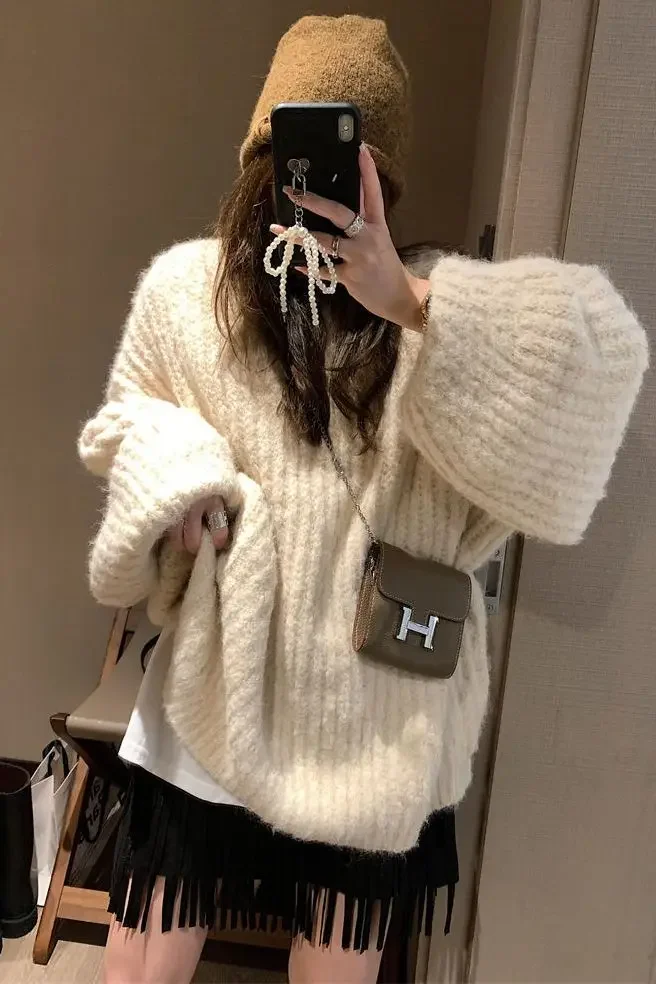 

Свитера Джемперы Пуловеры Женские Подростковые Кашемировые Писатели Узор Slim-Fit Трикотаж с кисточками Журналистика Разноцветные Милые Карьера Досуг