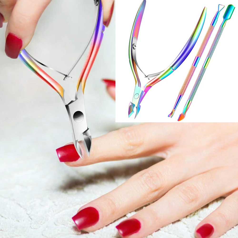 

3 шт. необычные цветные кусачки для кутикулы, плоскогубцы с орлиным клювом, ножницы для удаления омертвевшей кожи/пушер, профессиональный маникюр, инструмент для ухода за предварительной обработкой