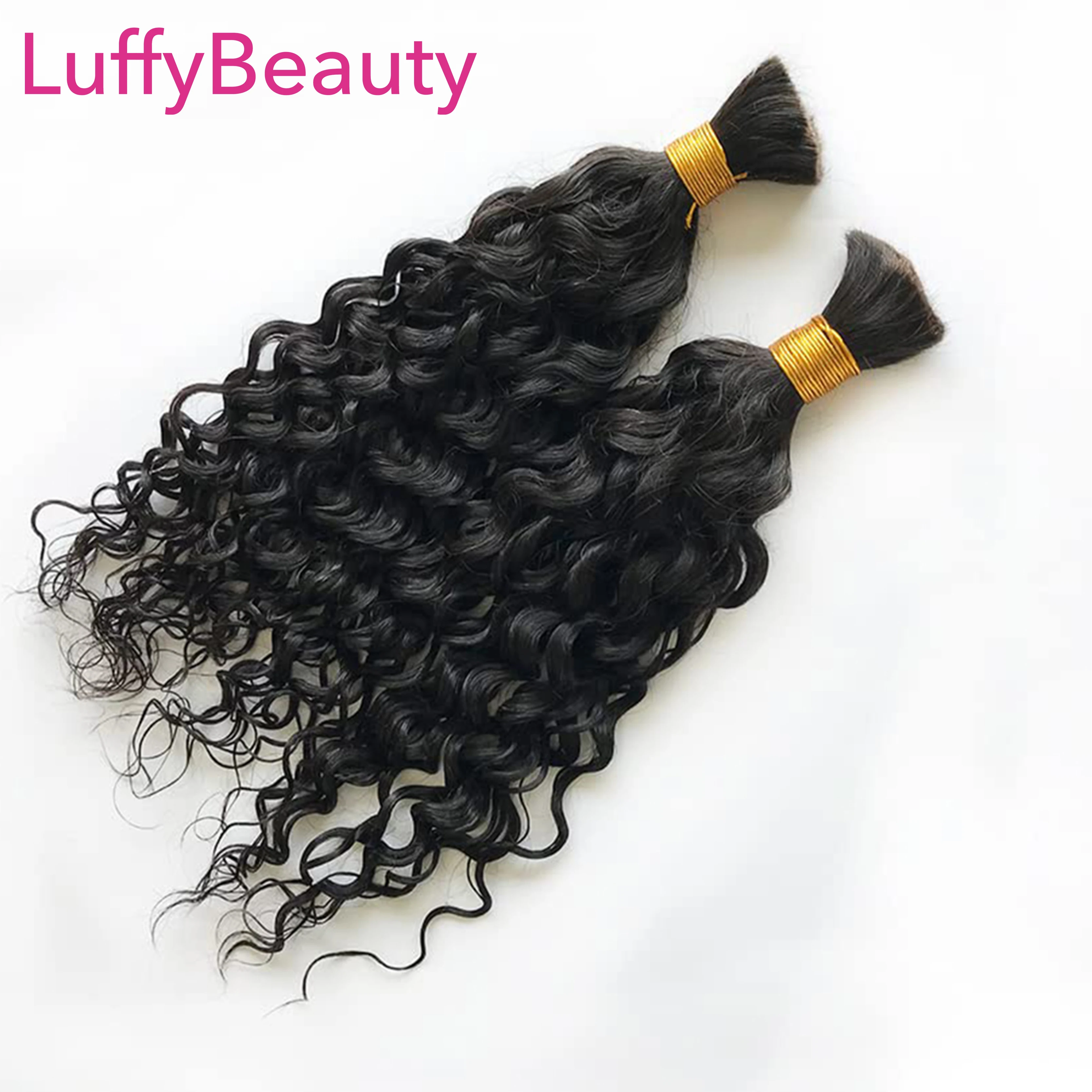 LuffyBeauty-Cabelo Humano para Trança, Onda De Água Em Massa, Birmanês, Sem Trama, Duplo Desenhado, Full End, Tranças Boho, Extensões De Cabelo