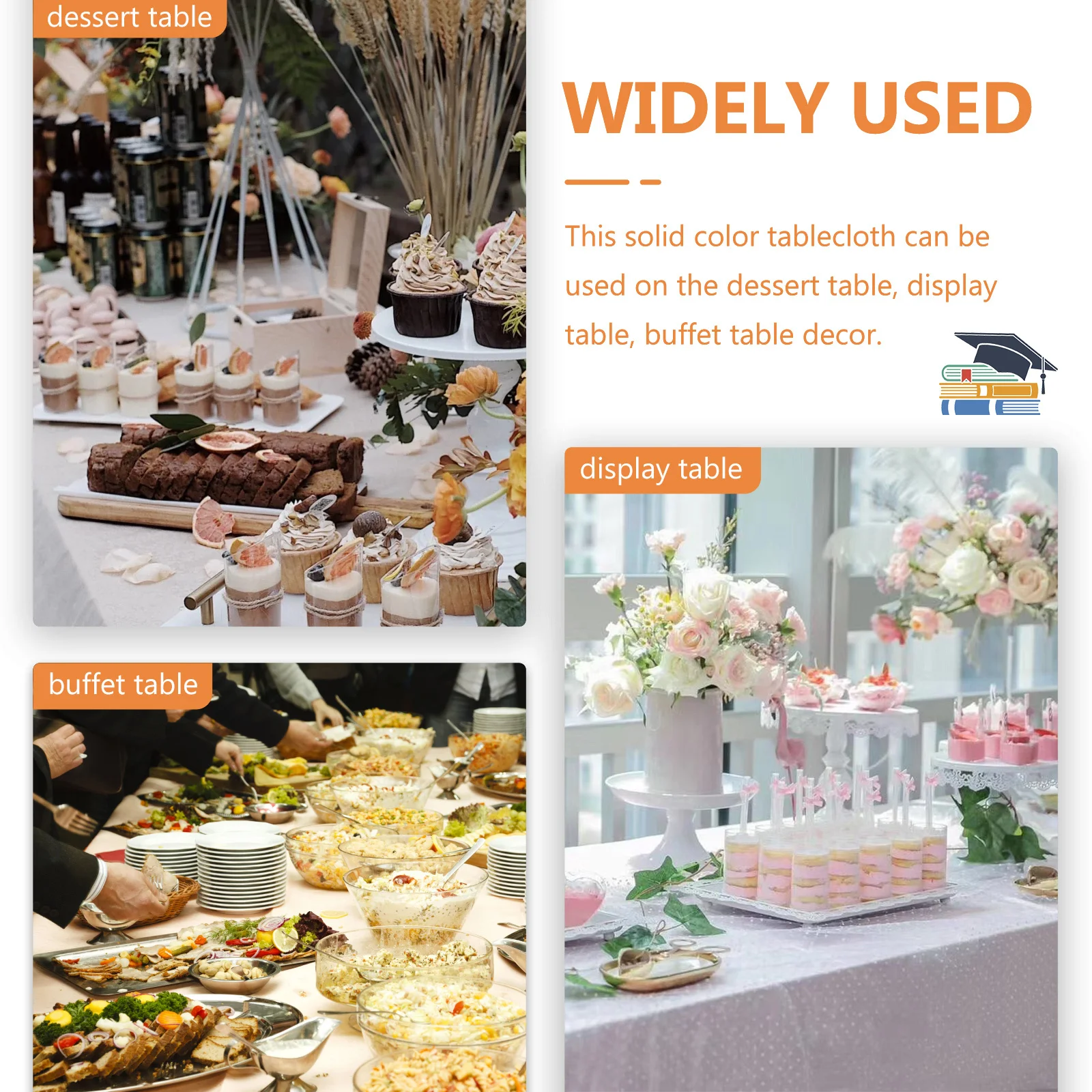 

Waterproof Tablecloth Rectangle Polyester Solid Color Fringed Tassel Edge Washable For Party Buffet Wedding Decoration