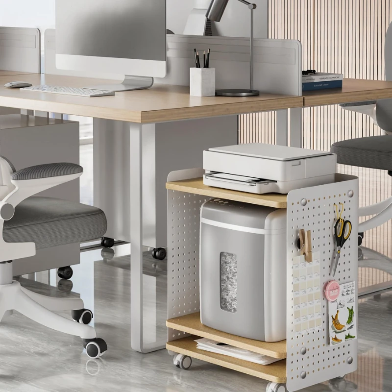 Desktop Pegboard Bookshelf with Multi Layer Storage, 360 Degree Swivel Casters plus Customizable Organizer Space for Office