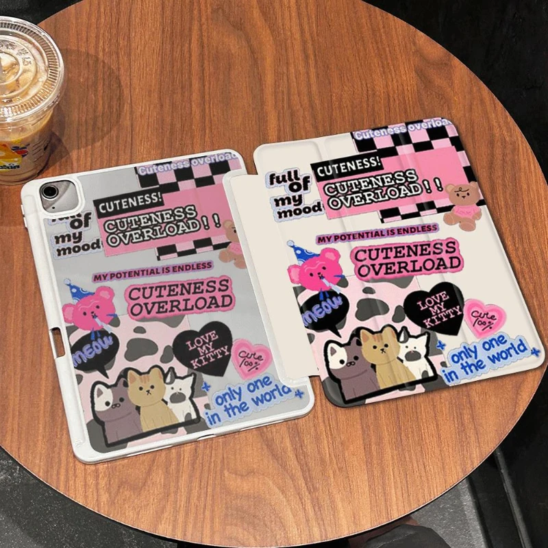 

Detachable Cover for IPad Air 5 4 10.9 Cases 10.9 10th Gen 2021 10.2 7/8/9 Generation Ipad 2017 2018 9.7inch Pink Ink Text Shell