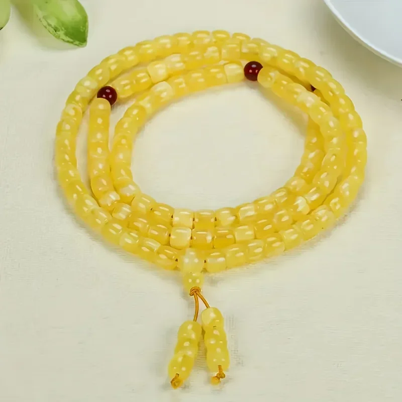 White honey amber bead necklace, old bead amber multi-ring bracelet, necklace bracelet dual-purpose men's and women's models