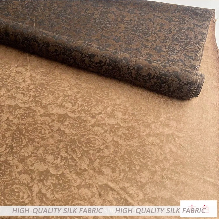 Fugui Peony Jacquard echte zijde Gambiered Guangdong stof Cheongsam Top theejurk