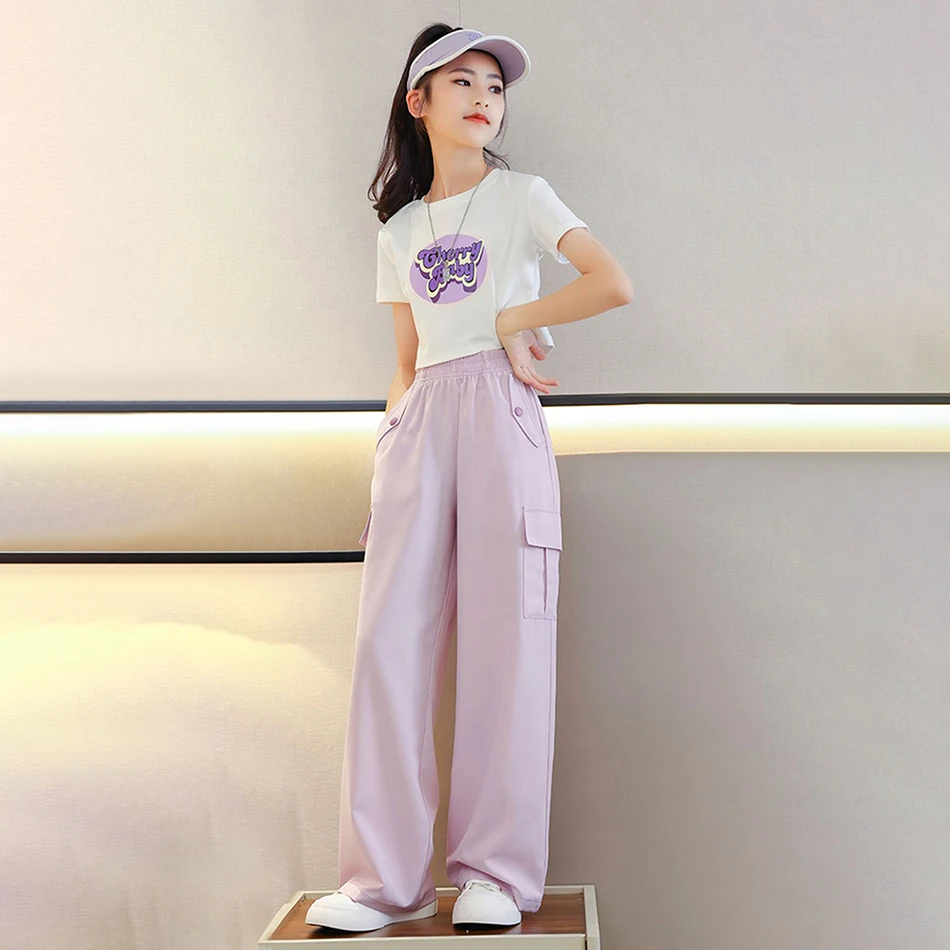 Eco Friendly Summer Long Pants for Girls Big Kids Denim Workwear with Elastic Waist Ideal for Cool and Thin Fabric for Hot Days