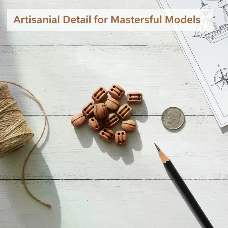 10Pcs Wooden Double Block Pulleys 3mm 4mm 5mm 6mm DIY Model Ship Building Accessories Ancient Sailboat Model Accessories