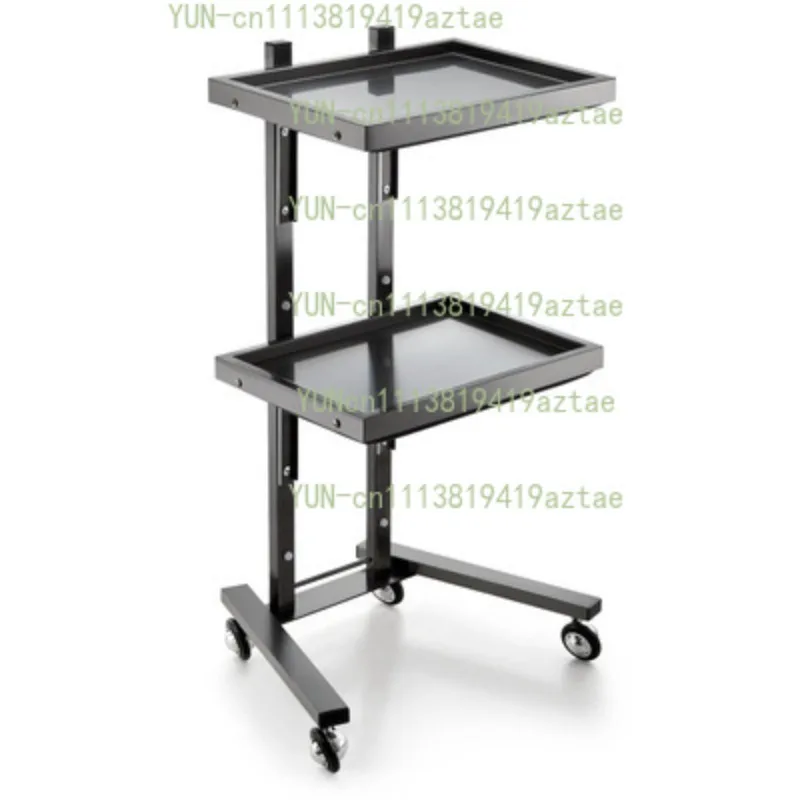 Stainless Steel Foldable 2‑Tier Tool Cart, Mobile Storage Workbench Trolley for Beauty Salon Barber Shop Supermarket