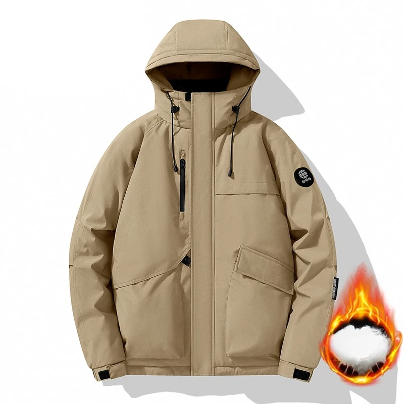 Winter Outdoor Running Sports Warm and Casual Jacket Men's Graphene Heated Parka Coat Windproof Waterproof Hooded Cotton Jacket