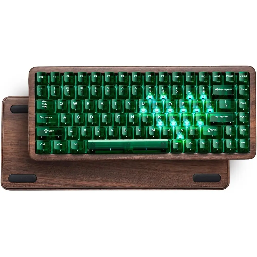 

75% Wireless Mechanical Keyboard with QMK/VIA, V2 Wood-Themed Gaming Keyboard, 8000mAh Battery, RGB Hot-Swappable Custom Keycaps
