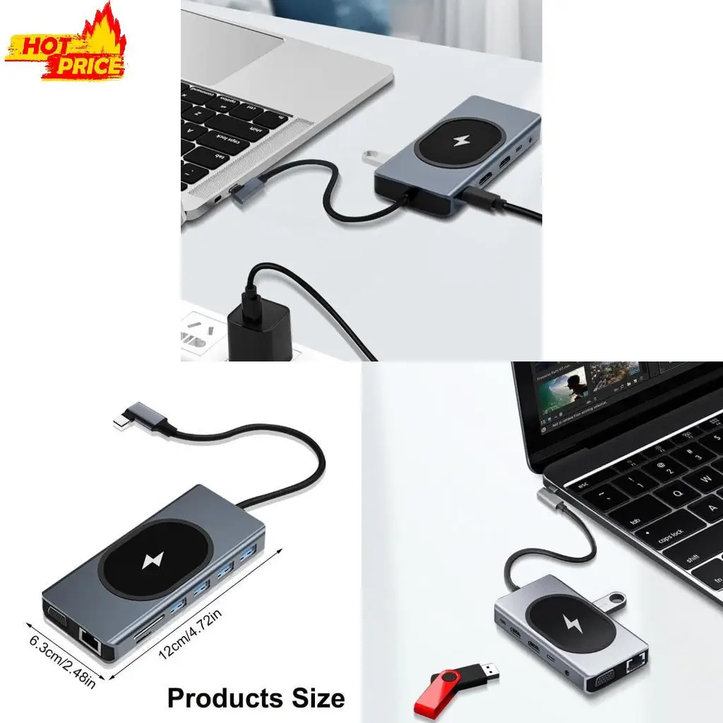 

More with This USB C Hub 2 Monitors Support, Ethernet Port, Quick Charging and Data Port for Everyday Use