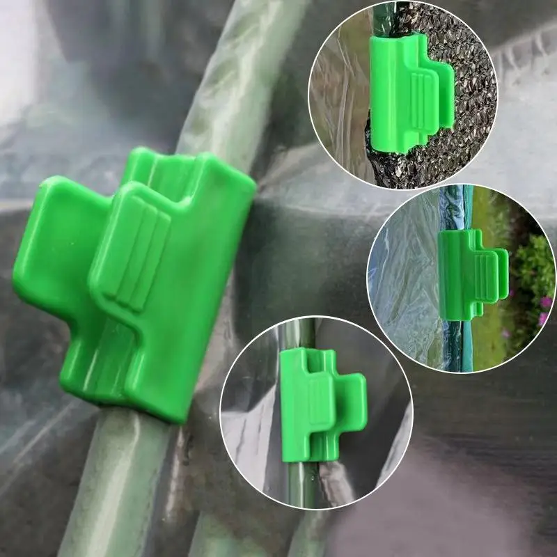 50pcs Green Plastic Greenhouse Film Clips - Heavy-Duty Windproof Garden Clips For Securing Mulch, Tarp & Plant Covers