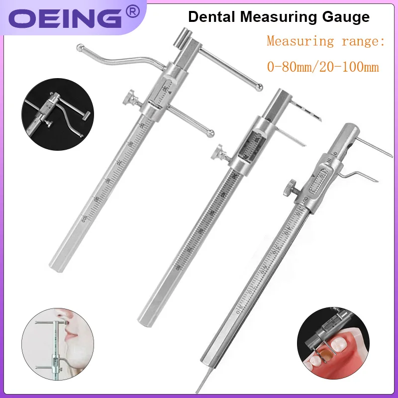 Dental Orthodontic Implant Ruler Sliding Caliper jaw spacing measuring ruler Double Scale Implant Measuring Gauge Dental Tools