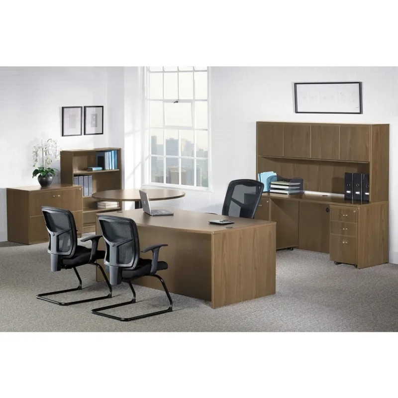 Lorell LLR69988 Essentials Mesa de conferência oval laminada de nogueira