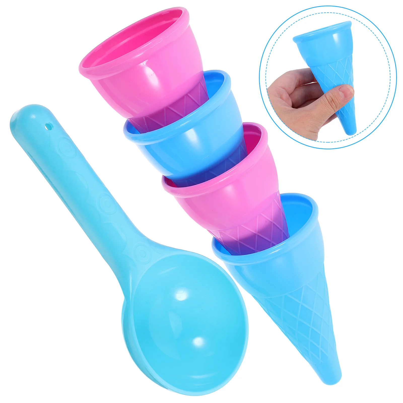 Juego de cucharas de cono de helado de 5 uds., juguetes de playa de plástico jugando con taza de arena para niños