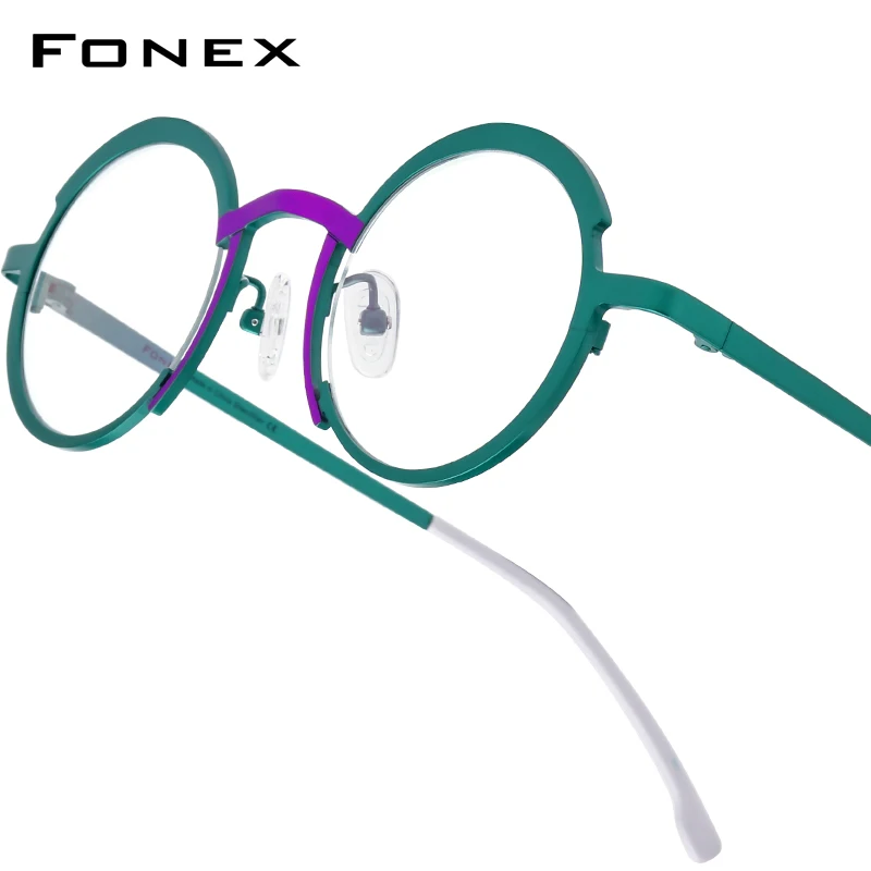 

FONEX Pure Titanium Glasses Frame Women Brand Design Vintage Retro Round Eyeglasses Men Japanese High-end Custom Eyewear 85773