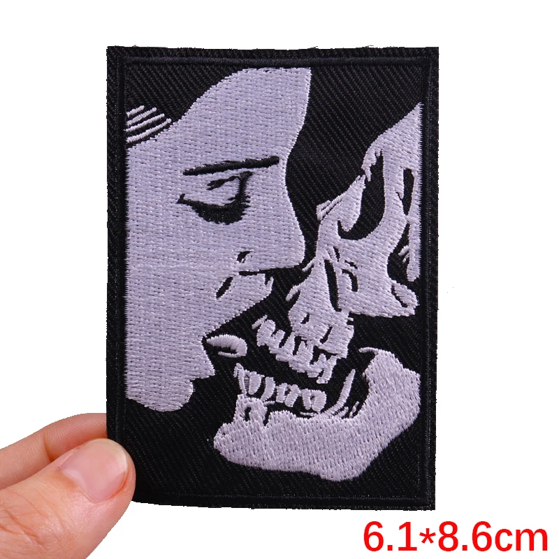 Punk Skull Patch Iron On Embroidered Patches For Clothing Thermoadhesive Patches On Clothes Bottle Ghost Patch Stickers