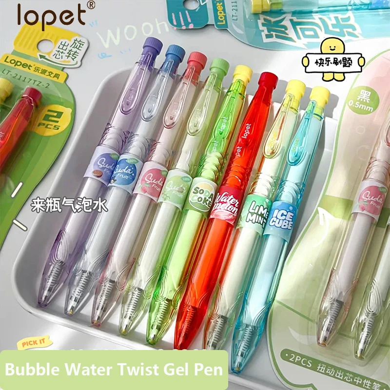 

Lopet Cute Bubble Water Gel Pen PET Bottle 0.5mm 1000m High Capacity Black Ink Signture Pens Posture Barrel Aesthetic Stationery