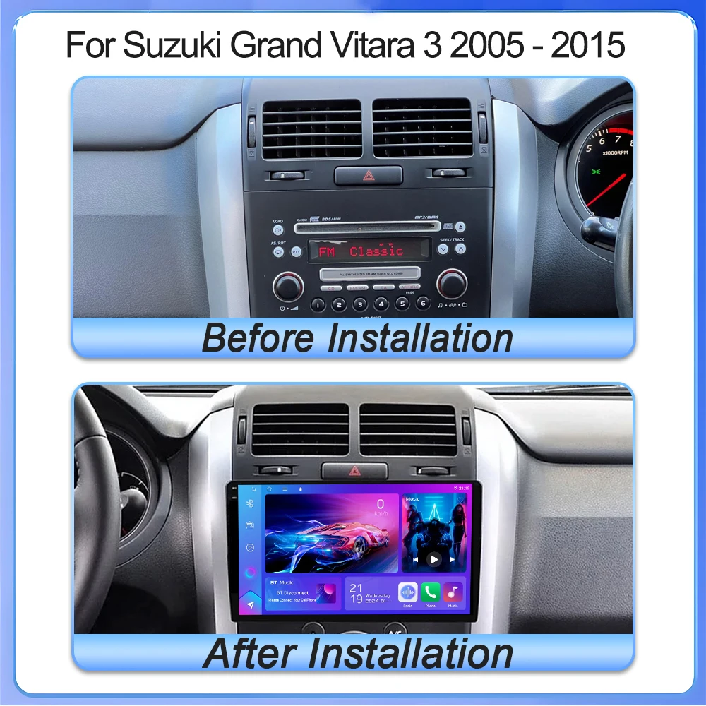 For Suzuki Grand Vitara 3 2005 - 2015 2K 12+256 QLED Android 16 CarPlay Car Radio Multimedia Video Player GPS stereo Head 4G BT