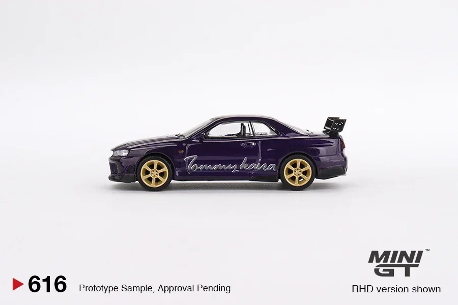 MINIGT 1/64 Nissan Skyline GT-R (R34)Tommykaira R-z Midnight Purple Diecast Automotive Model Ornaments Cas Toys Gift Decorations