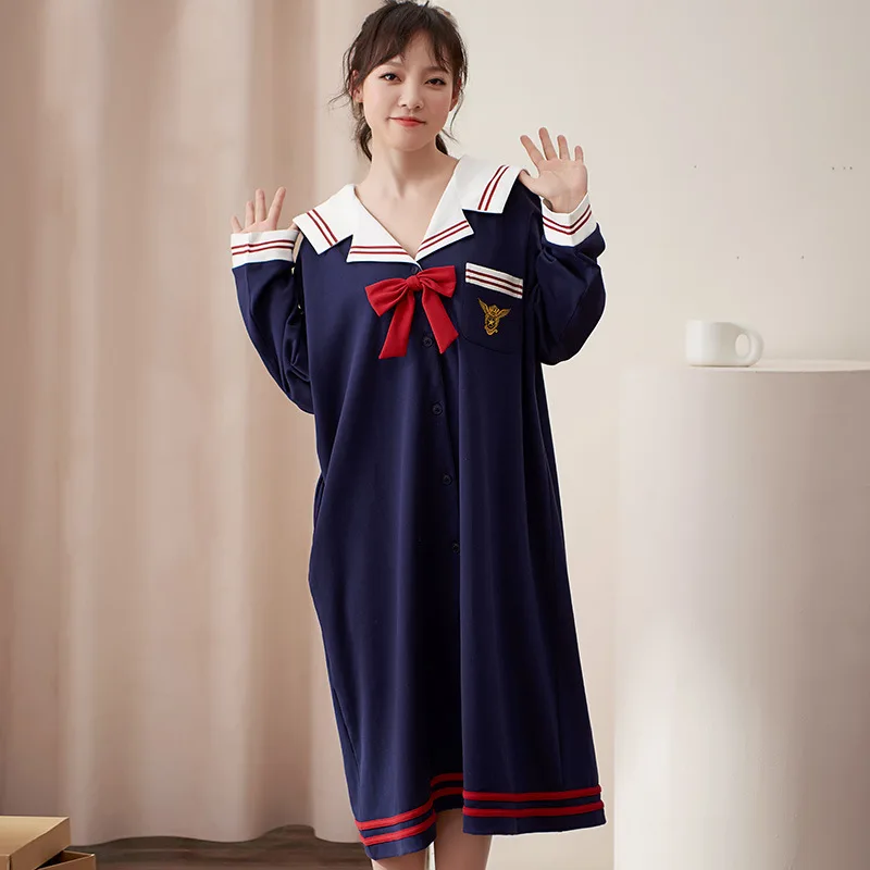 

Spring Summer New Lady Lovely Dress Women Cartoon Homedress Comefort Female Loose Nightdress Cotton Sleepdress