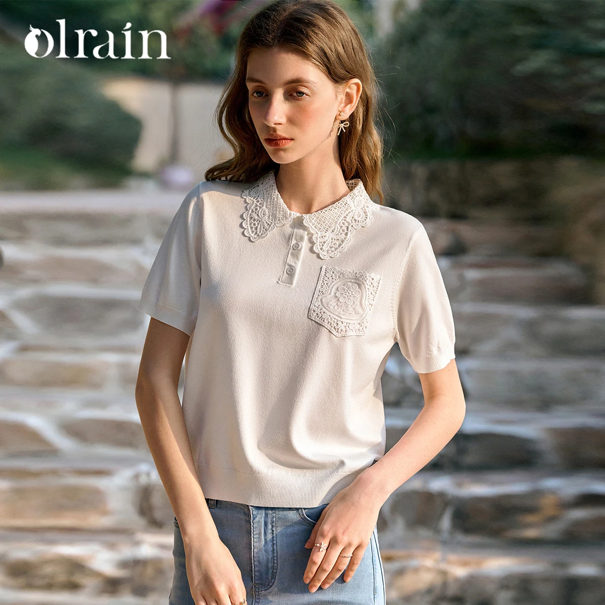 

OLrain White Pullover Sweater Women Summer Top Knitwear 2025 Elegant Knit T Shirt Short Sleeve Jumper Female Clothing O57XZ98929