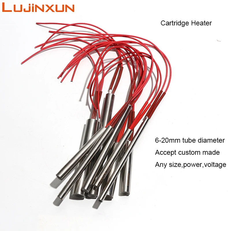 Calentador de cartucho calefactor de molde de un solo extremo LUJINXUN 6/8/9/9,5mm resistencias de varilla de calor eléctrica longitud 80/90/95/100/110mm 10 Uds