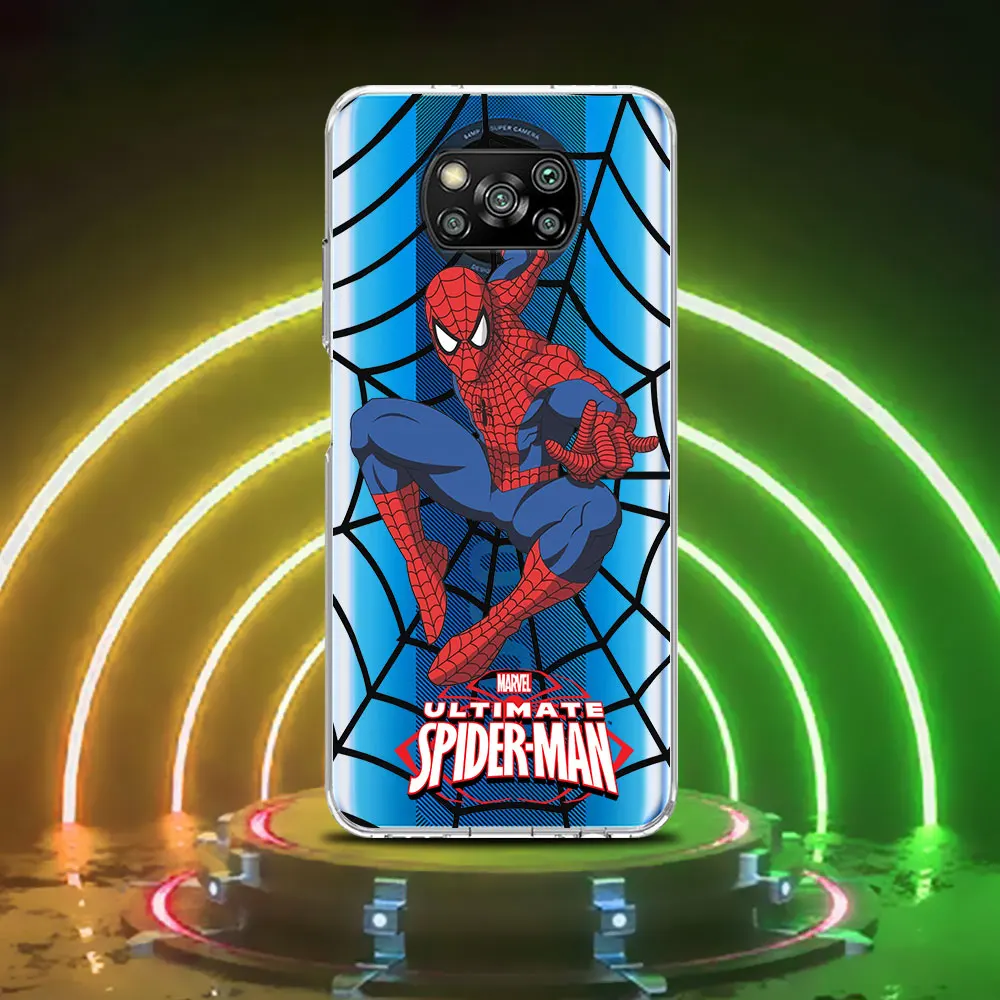 Marvel Spider Man Case for Xiaomi Poco M3 M5 X4 F4 F5 M4 M5s X3 NFC X5 X6 Pocophone F1 F2 Pro F3 GT TPU Transparent Phone Cover