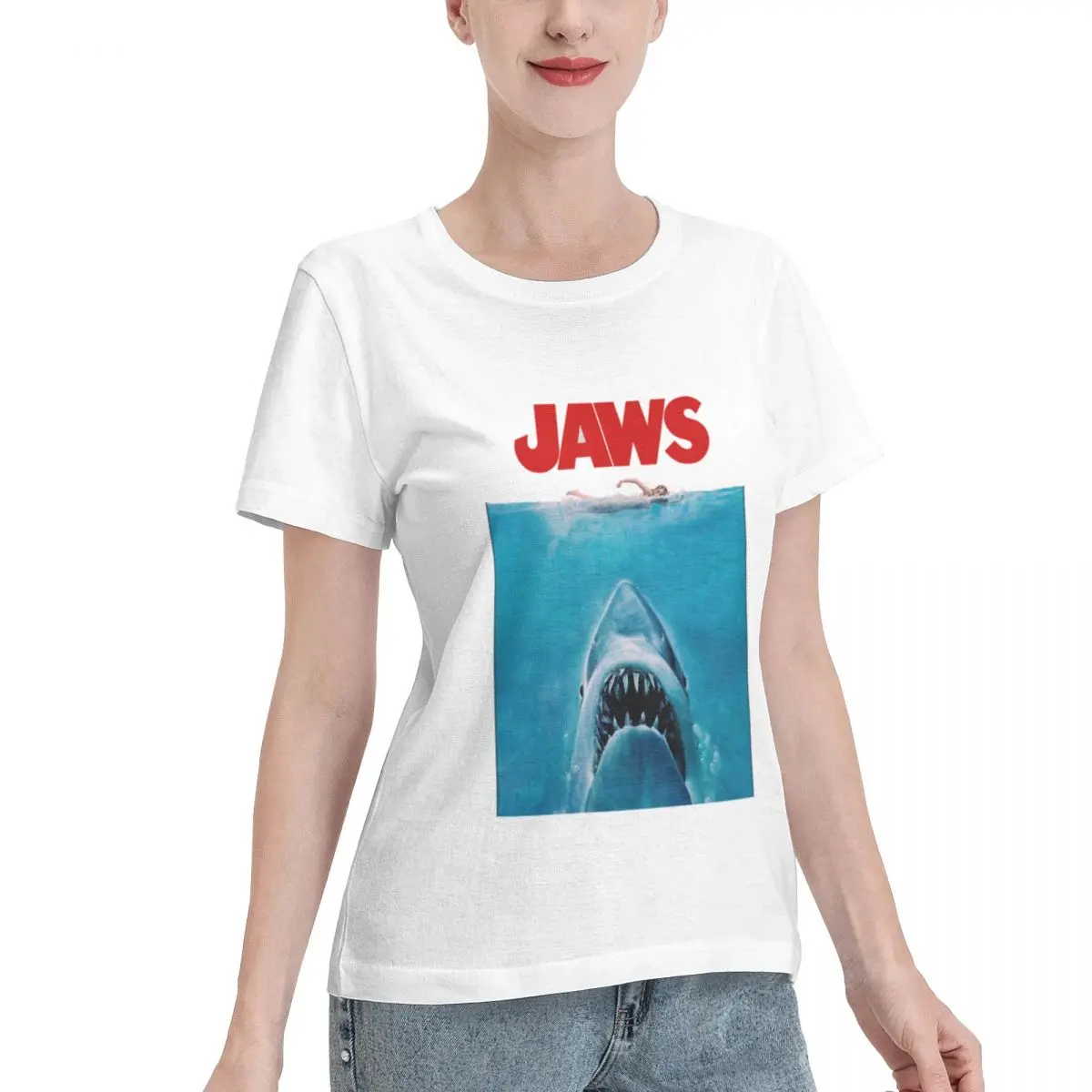 Go To Top Jaws Original Movie Poster Women's T-shirt Outdoor Activity Female Essential Clothing