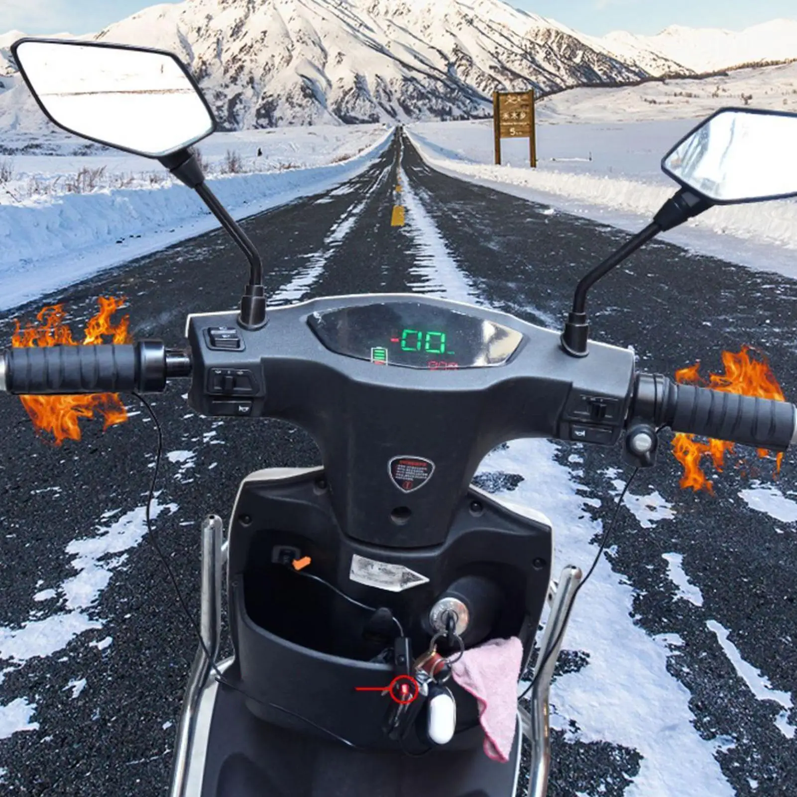 Heated Motorcycle Grips USB Powered Winter Cycling Hand Heater Motorcycle Heated Grips Cover for Winter Cold Weather Scooter view 6