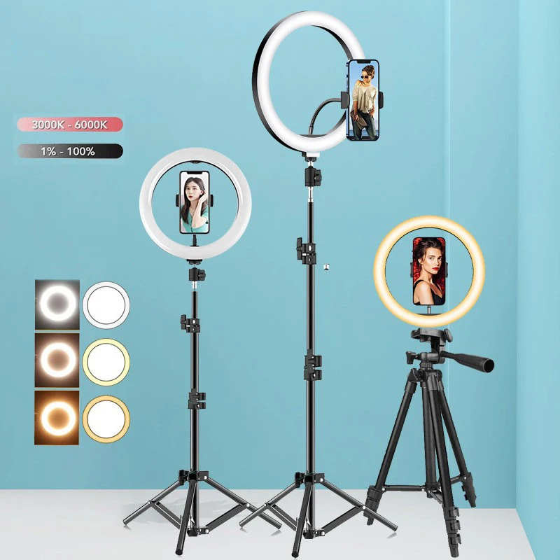 26CM Photography Lighting Vlog Youtube Fill Ring Light Lamp Live Phone Ringlight Tripod Stand Photo Led Selfie