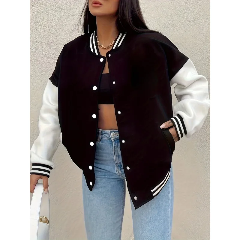

2025 Trend Hot Sale Autumn and Winter Fashion Simple Women's Outdoor Casual Solid Color Sports Baseball Jacket Clothing.