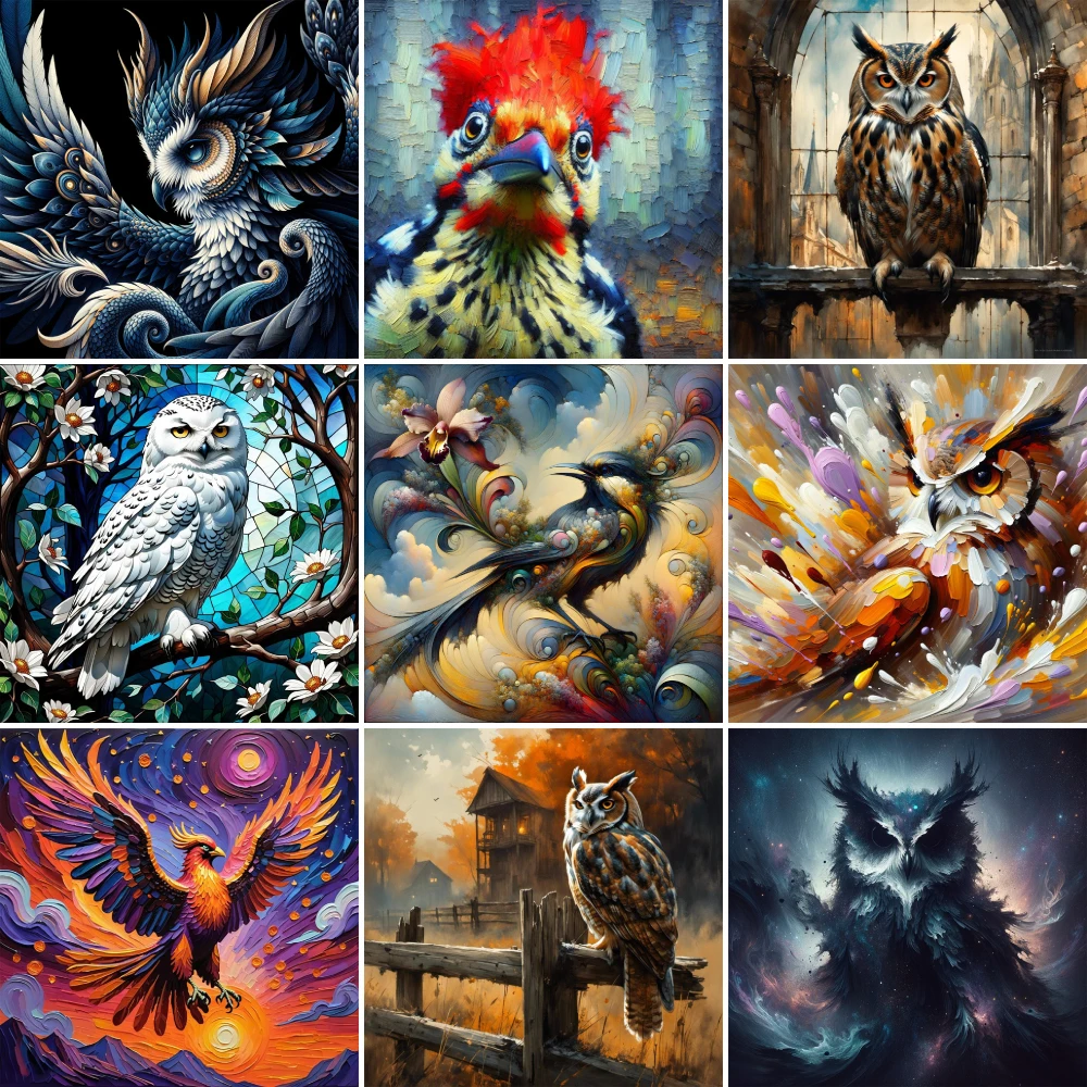 Bird Owl Printed Canvas 11CT Cross-Stitch DIY Embroidery Complete Kit Knitting Craft Needlework Sewing Home Decor Sales Magic