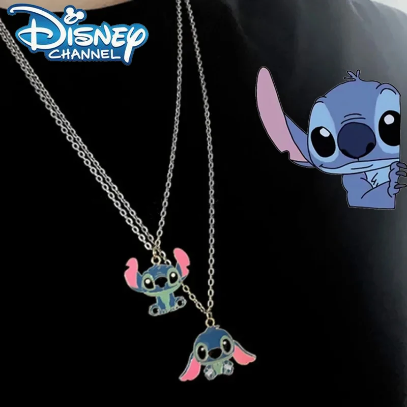 Cartoon Disney Stitch naszyjnik urocza moda duże ucho ścieg naszyjnik dla par spersonalizowana łańcuszek z wisiorem Hip Hop Anime