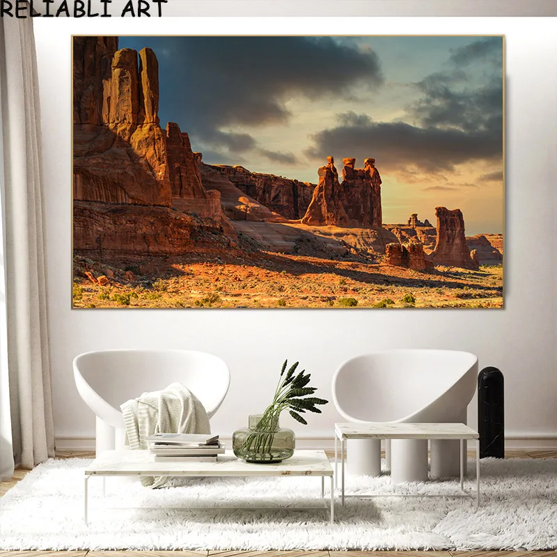 Modern Natural Sunset Mountain Landscape Canvas Painting Posters and Prints Wall Art Picture for Living Room Home Decor No Frame