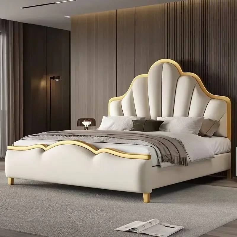 ^Modern Luxury Wood Box Bedroom Furniture Soft Upholstered Beds Full Size Double Bed Plastic Fabric Set Sleeping Multi Design