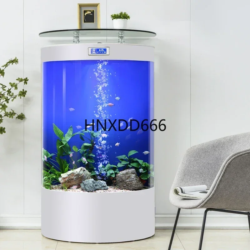 new styleSemicircle Bar Counter Cylinder Living Room Home Ecological Fish Globe Medium Lazy Free Change Aquarium