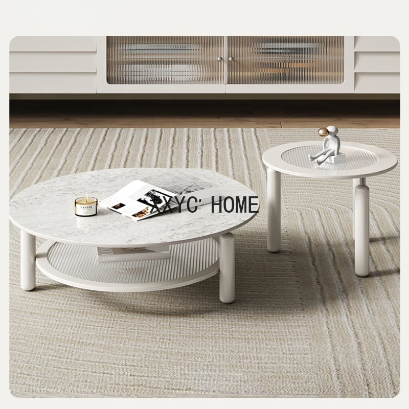 

New Living Room Coffee Table Simple Modern Light Luxury Advanced Artistic Italian Small Tea Table Cream Style Home